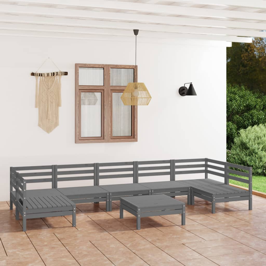 8-tlg. Garten-Lounge-Set Massivholz Kiefer