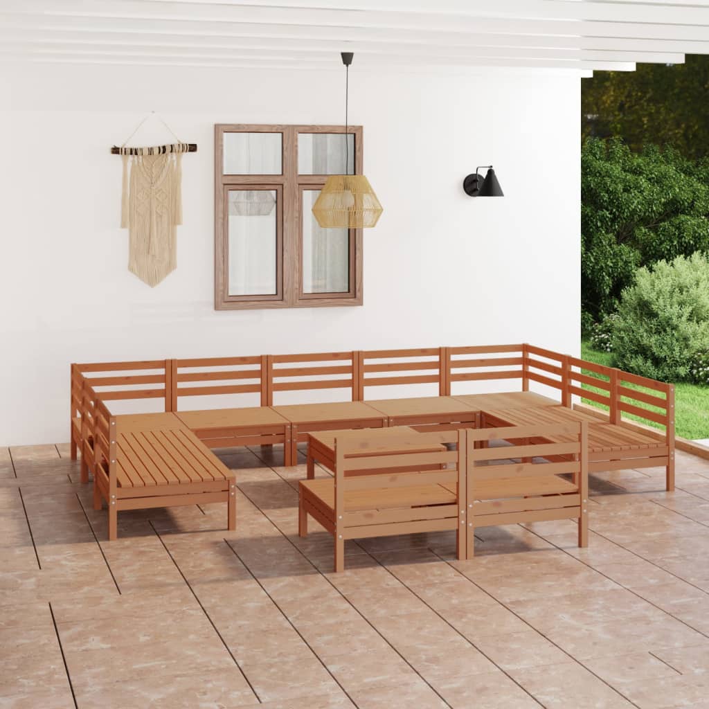 vidaXL 12-tlg. Garten-Lounge-Set Massivholz Kiefer
