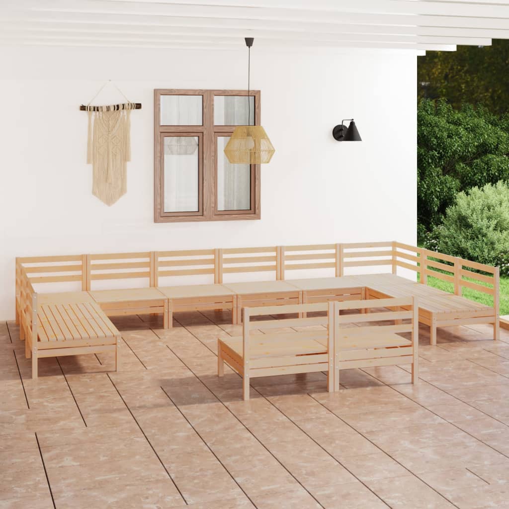 vidaXL 12-tlg. Garten-Lounge-Set Massivholz Kiefer