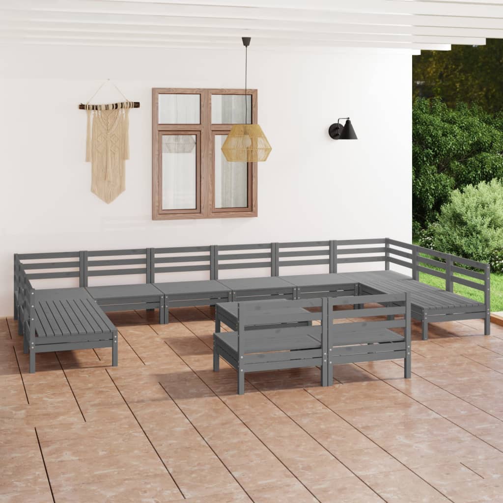 13-tlg. Garten-Lounge-Set Massivholz Kiefer