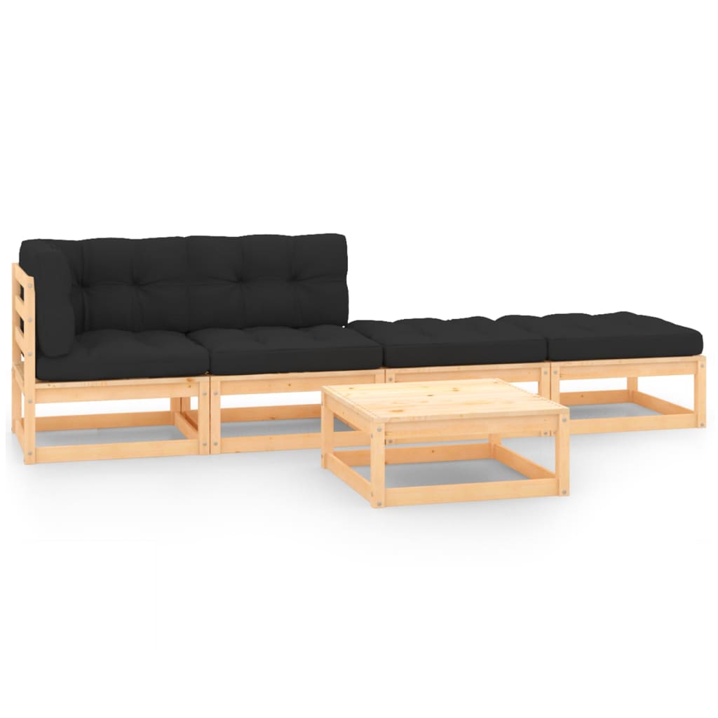 vidaXL 5-tlg. Garten-Lounge-Set Massivholz Kiefer