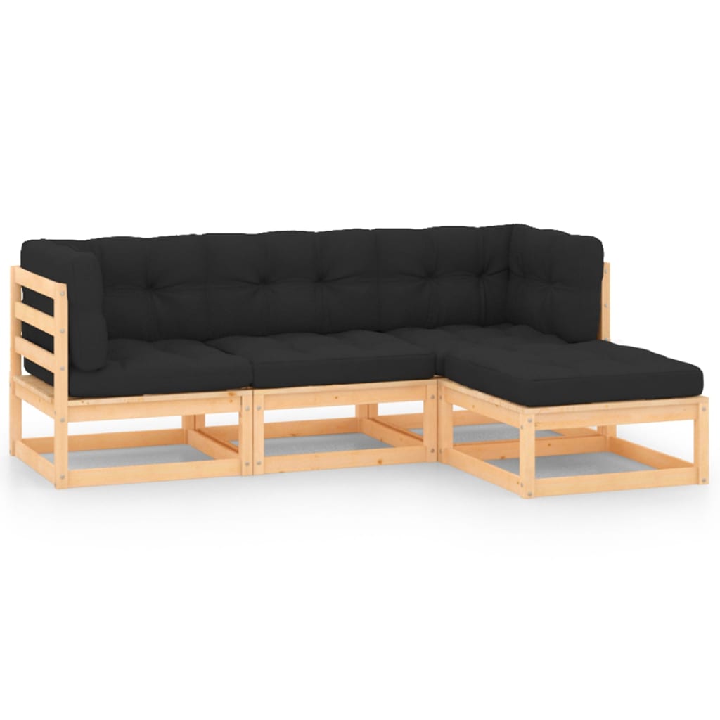 vidaXL 4-tlg. Garten-Lounge-Set Massivholz Kiefer