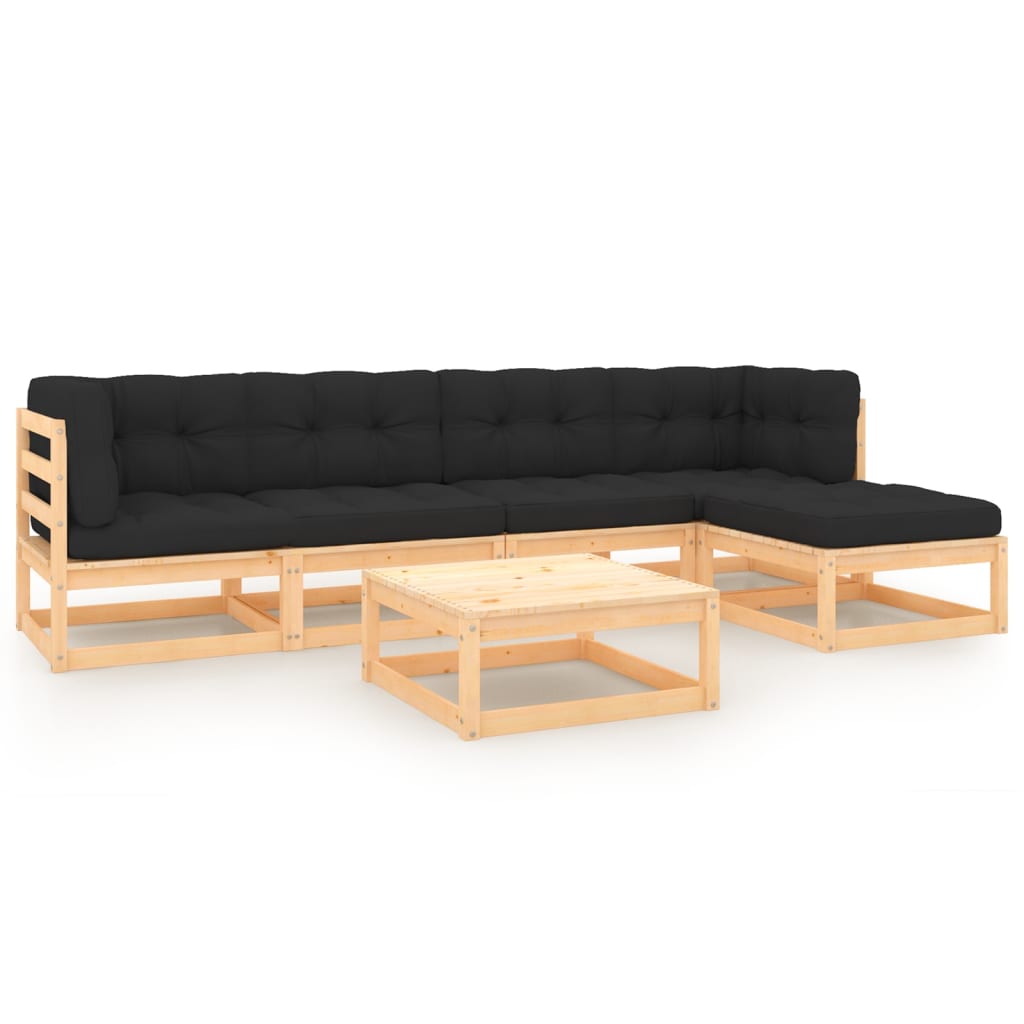 vidaXL 6-tlg. Garten-Lounge-Set Massivholz Kiefer