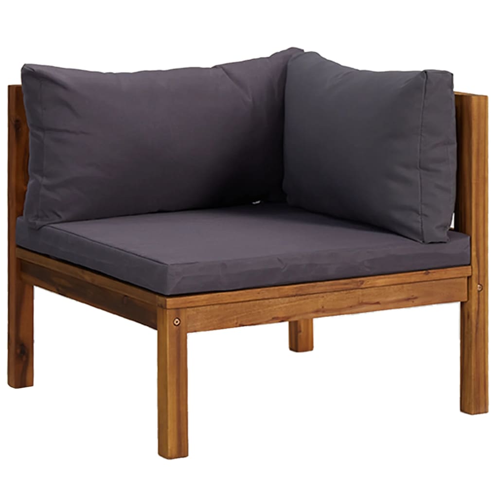 6-tlg. Garten-Lounge-Set mit Auflage Massivholz Akazie