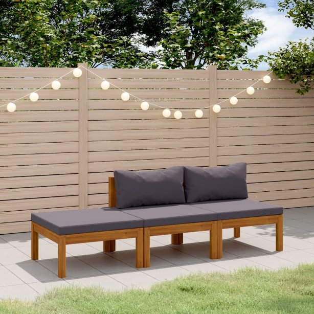 6-tlg. Garten-Lounge-Set mit Auflage Massivholz Akazie