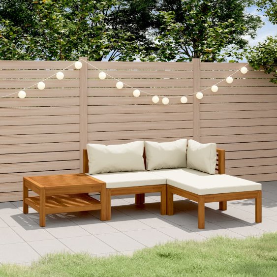 6-tlg. Garten-Lounge-Set mit Auflage Massivholz Akazie