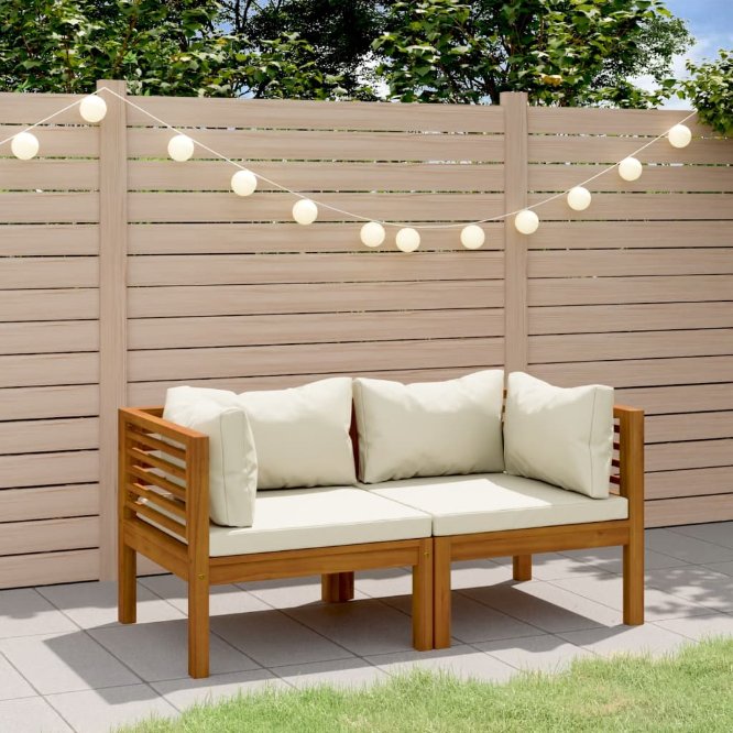 6-tlg. Garten-Lounge-Set mit Auflage Massivholz Akazie