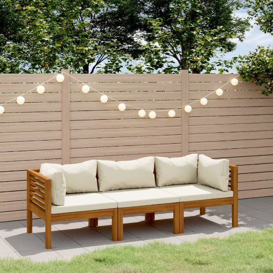 6-tlg. Garten-Lounge-Set mit Auflage Massivholz Akazie