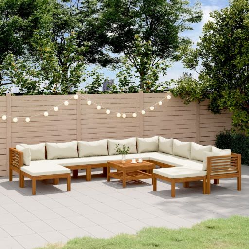6-tlg. Garten-Lounge-Set mit Auflage Massivholz Akazie