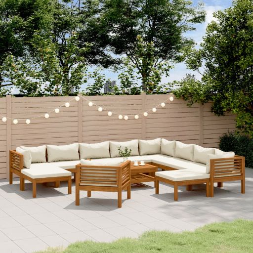 6-tlg. Garten-Lounge-Set mit Auflage Massivholz Akazie