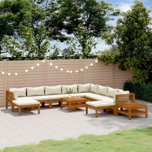 6-tlg. Garten-Lounge-Set mit Auflage Massivholz Akazie
