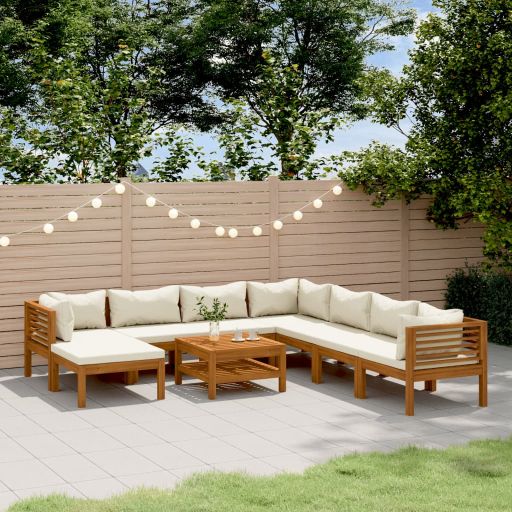 6-tlg. Garten-Lounge-Set mit Auflage Massivholz Akazie
