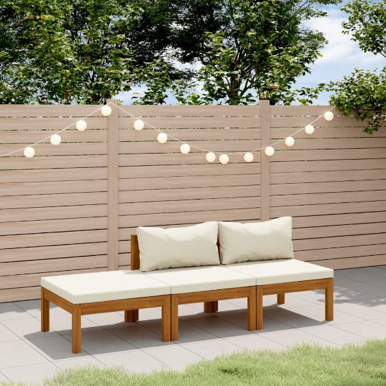 6-tlg. Garten-Lounge-Set mit Auflage Massivholz Akazie