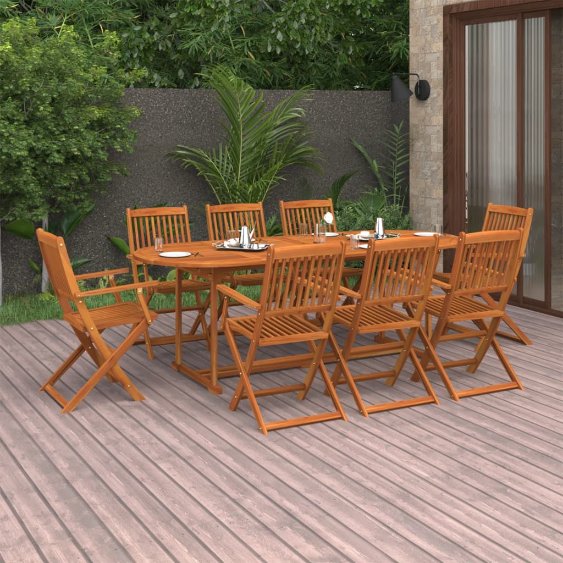 9-tlg. Garten-Essgruppe 220x90x75 cm Massivholz Akazie