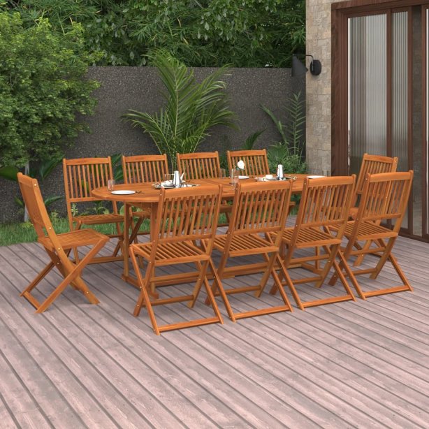9-tlg. Garten-Essgruppe 220x90x75 cm Massivholz Akazie