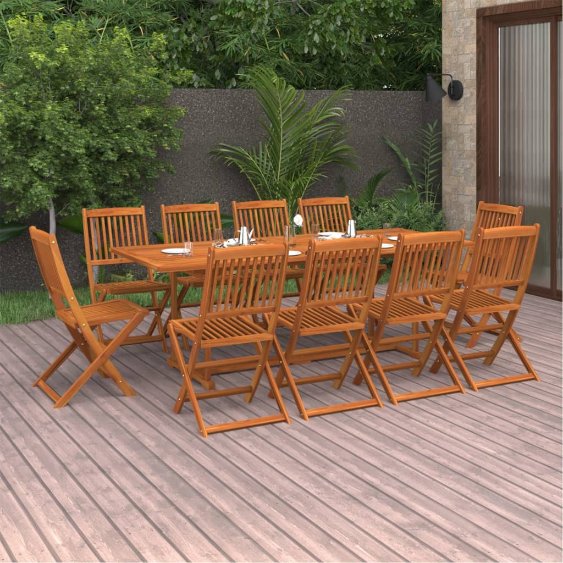 9-tlg. Garten-Essgruppe 220x90x75 cm Massivholz Akazie