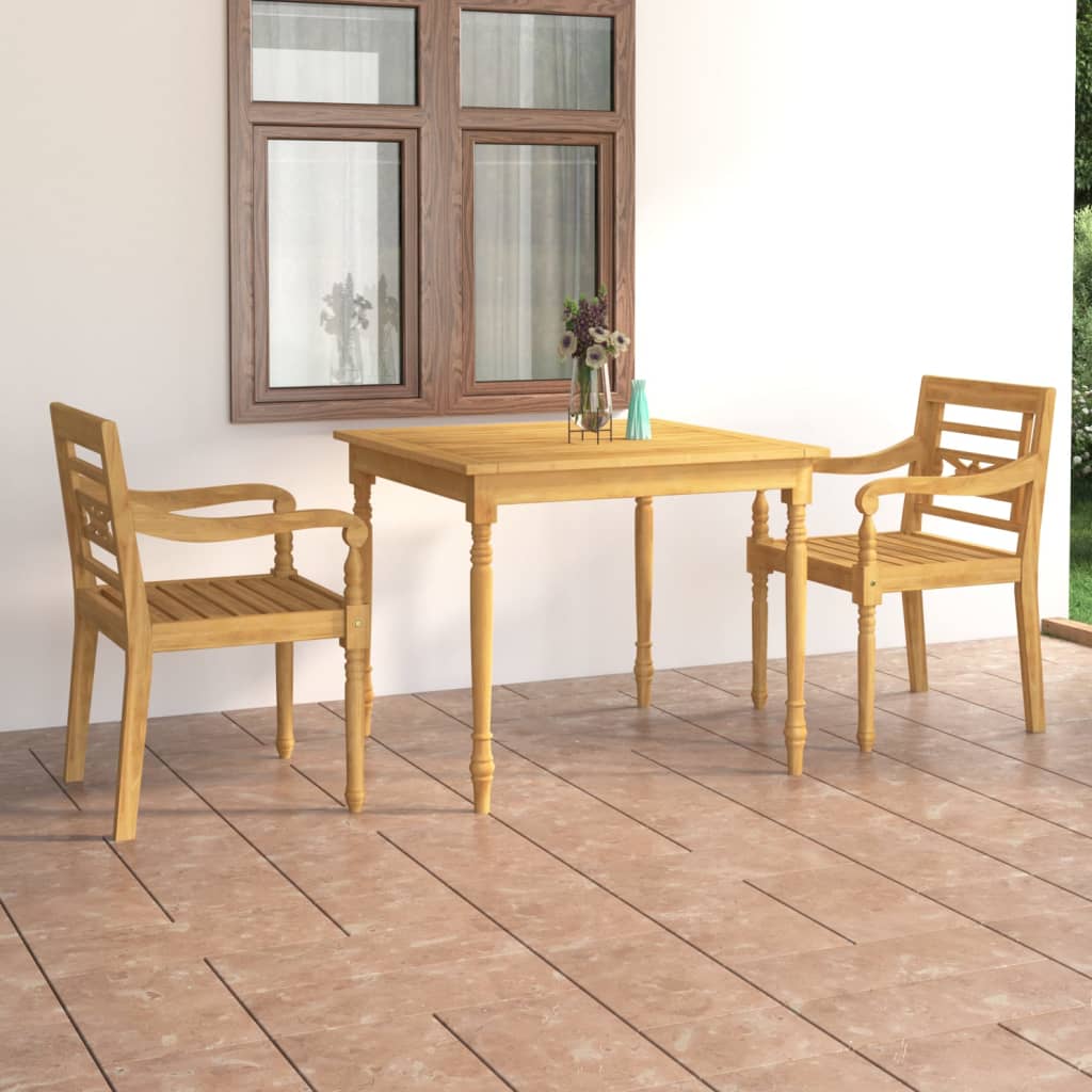 vidaXL 3-tlg. Garten-Essgruppe Massivholz Teak