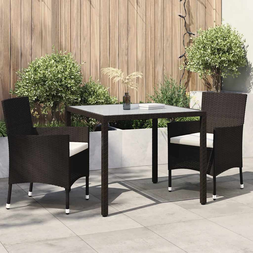vidaXL 3-tlg. Garten-Essgruppe Poly Rattan Braun
