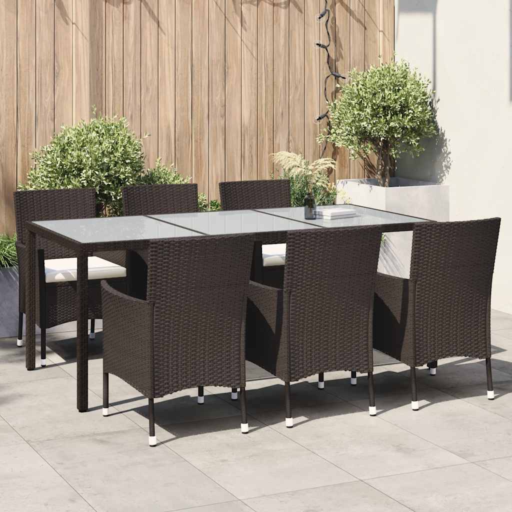 vidaXL 3-tlg. Garten-Essgruppe Poly Rattan Braun
