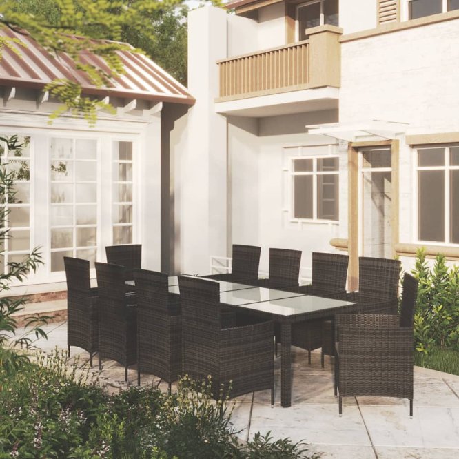 7-tlg. Garten-Essgruppe mit Auflagen Poly Rattan Schwarz