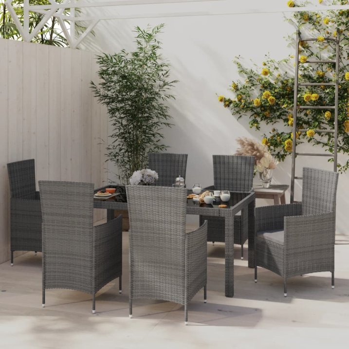 vidaXL 3-tlg. Garten-Essgruppe Poly Rattan Braun