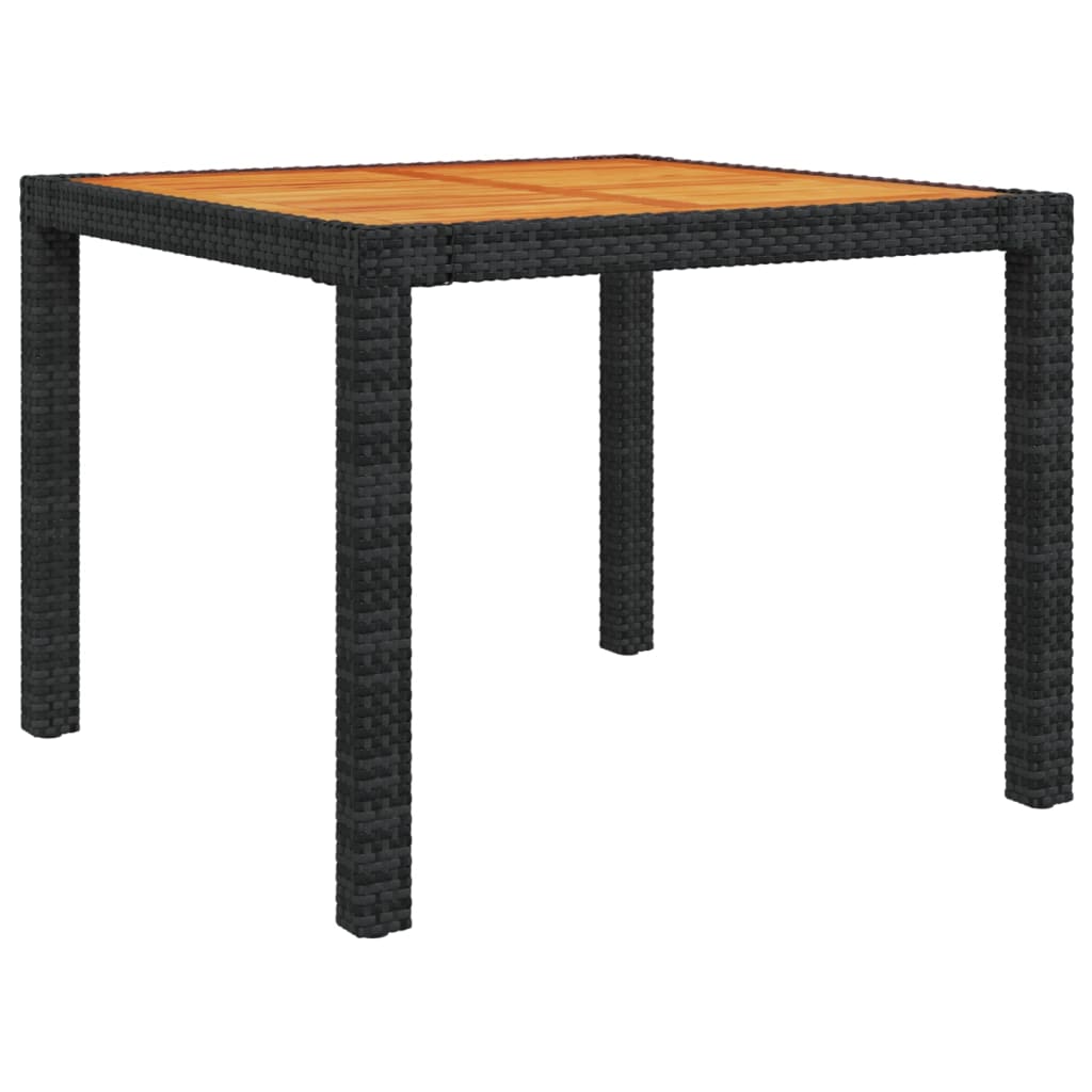 3-tlg. Garten-Essgruppe mit Auflagen Poly Rattan Schwarz