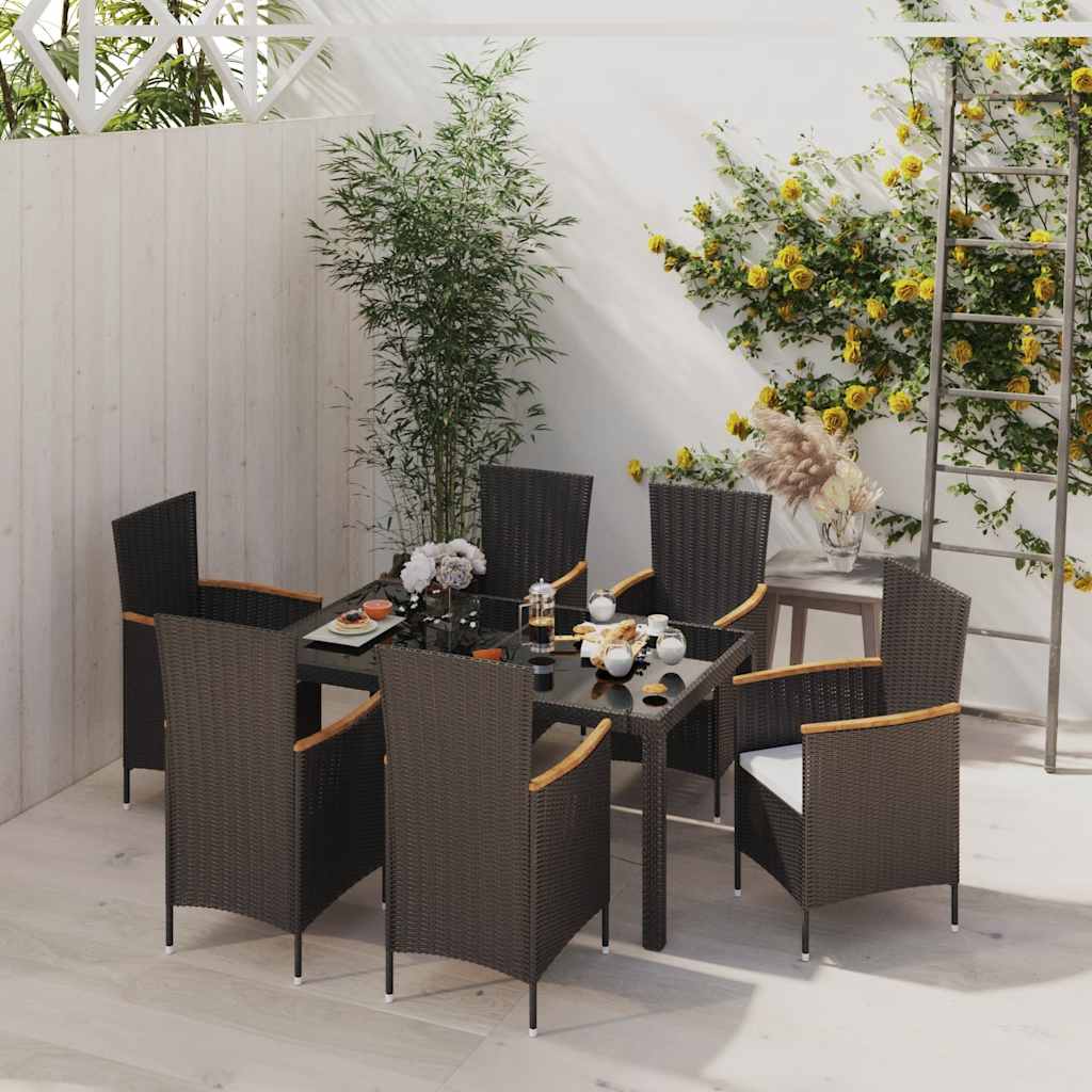 3-tlg. Garten-Essgruppe mit Kissen Poly Rattan Grau