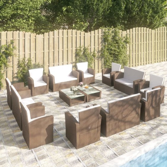 vidaXL 8-tlg. Garten-Lounge-Set mit Kissen Poly Rattan Schwarz