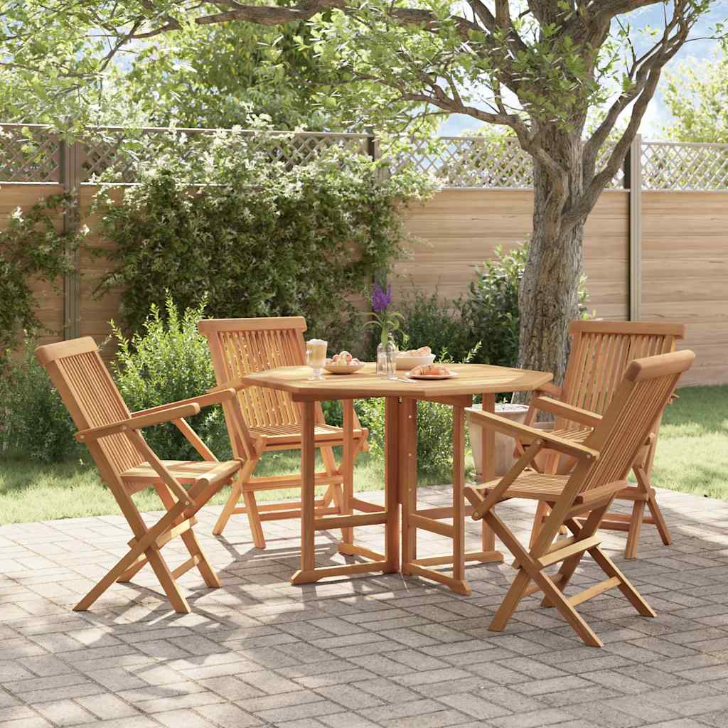 5-tlg. Garten-Essgruppe Klappbar Massivholz Teak