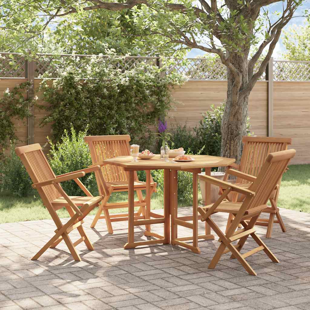 5-tlg. Garten-Essgruppe Klappbar Massivholz Teak