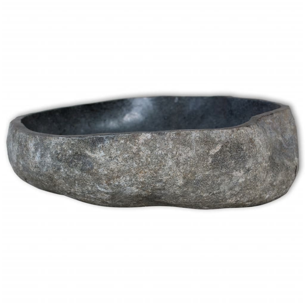 vidaXL Waschtisch mit Flussstein-Waschbecken Massivholz Teak