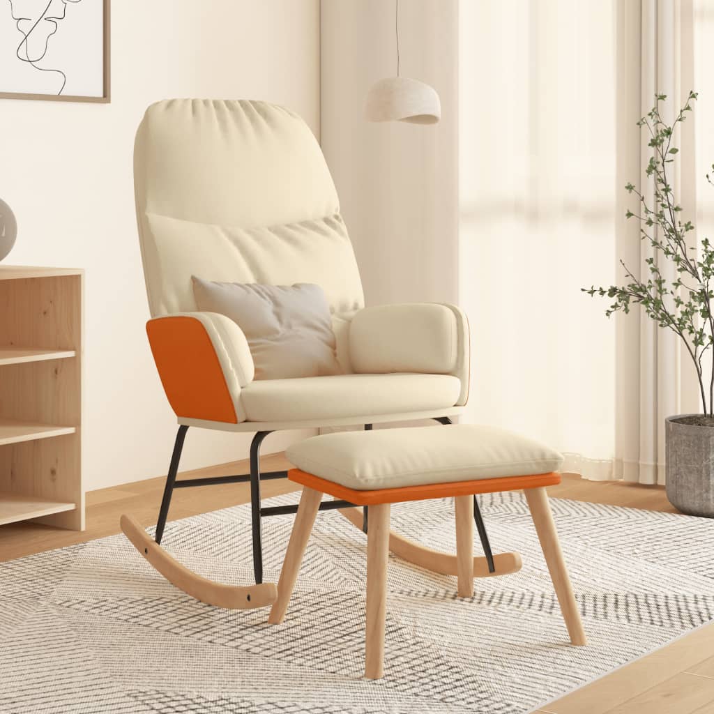 Schaukelsessel mit Hocker Blau Stoff