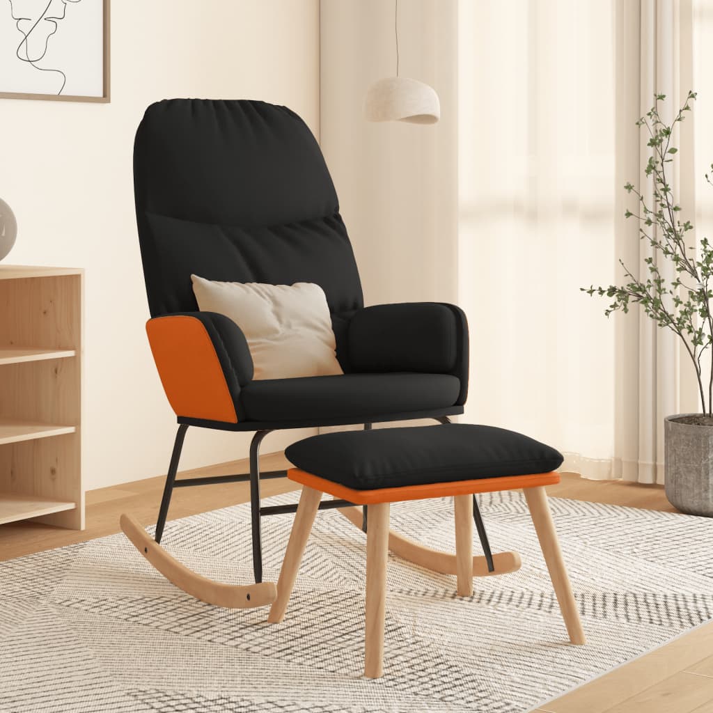 Schaukelsessel mit Hocker Blau Stoff