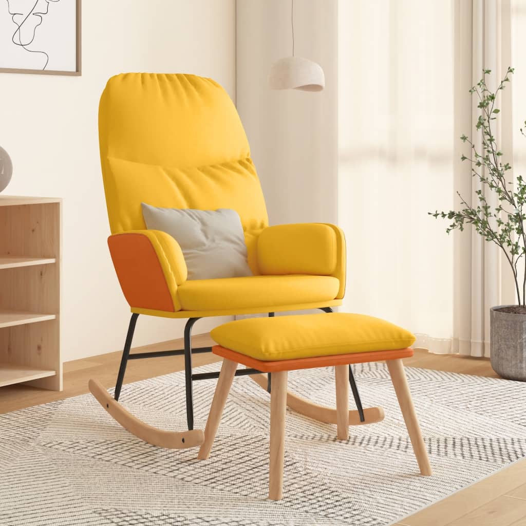 Schaukelsessel mit Hocker Blau Stoff