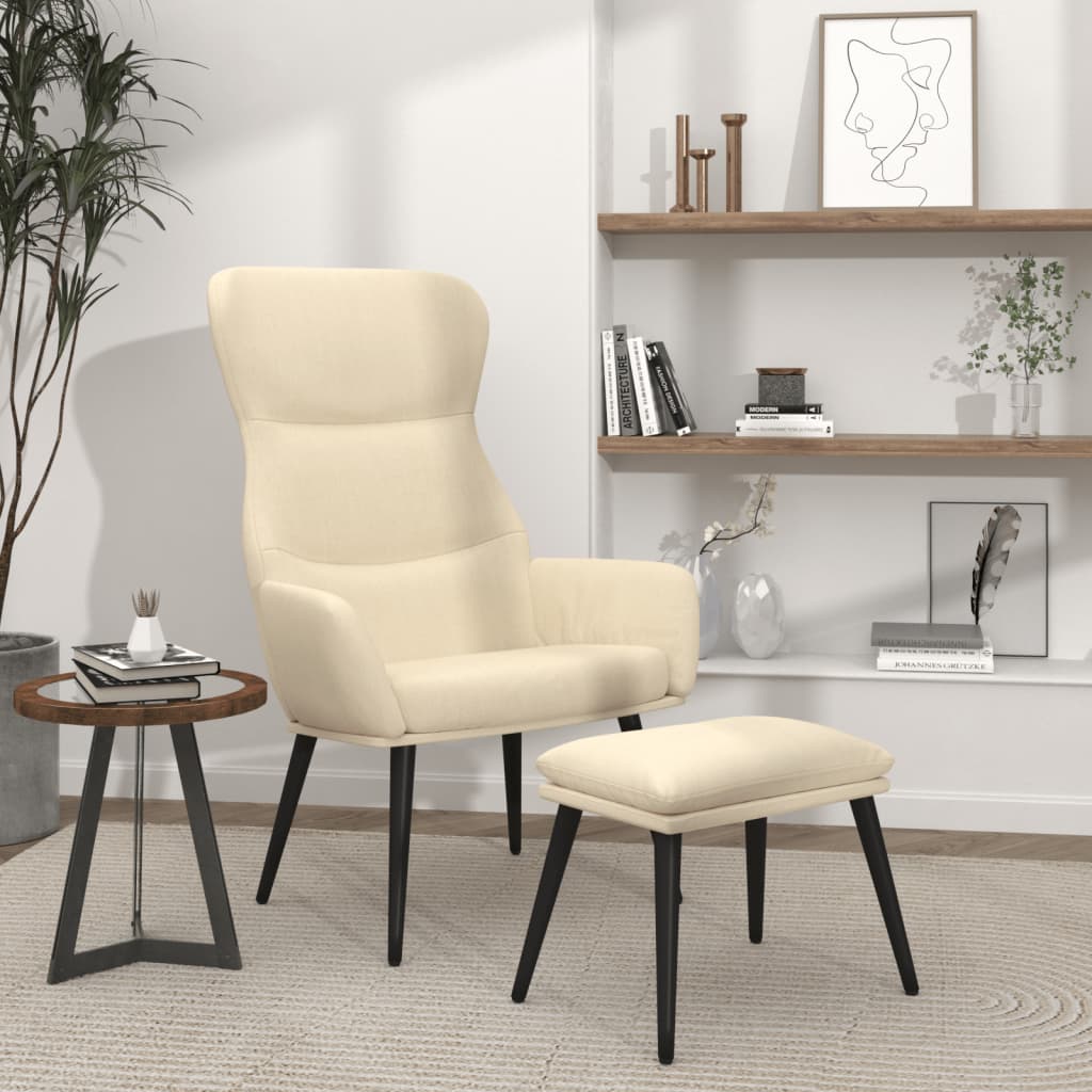 Relaxsessel mit Hocker Schwarz Stoff