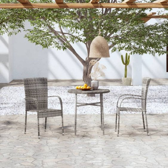 3-tlg. Garten-Essgruppe Poly Rattan Braun