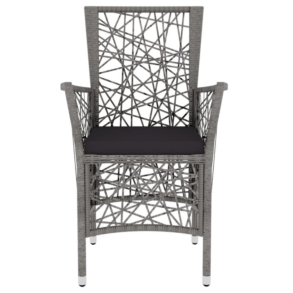 3-tlg. Garten-Essgruppe Poly Rattan Grau