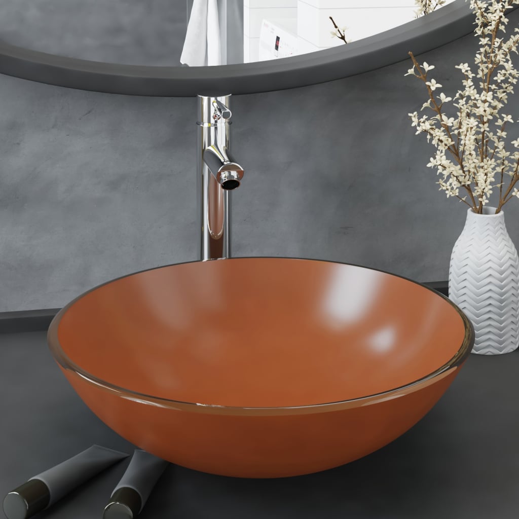 vidaXL Waschbecken gehärtetes Glas 42 cm transparent