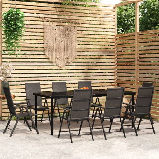 3-tlg. Garten-Essgruppe Schwarz