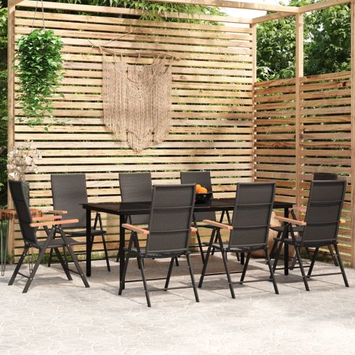 3-tlg. Garten-Essgruppe Schwarz
