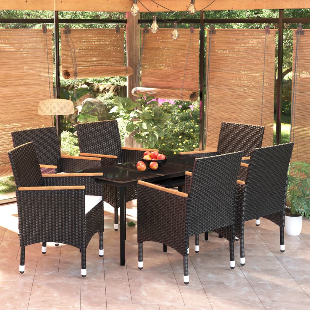 3-tlg. Garten-Essgruppe mit Kissen Schwarz