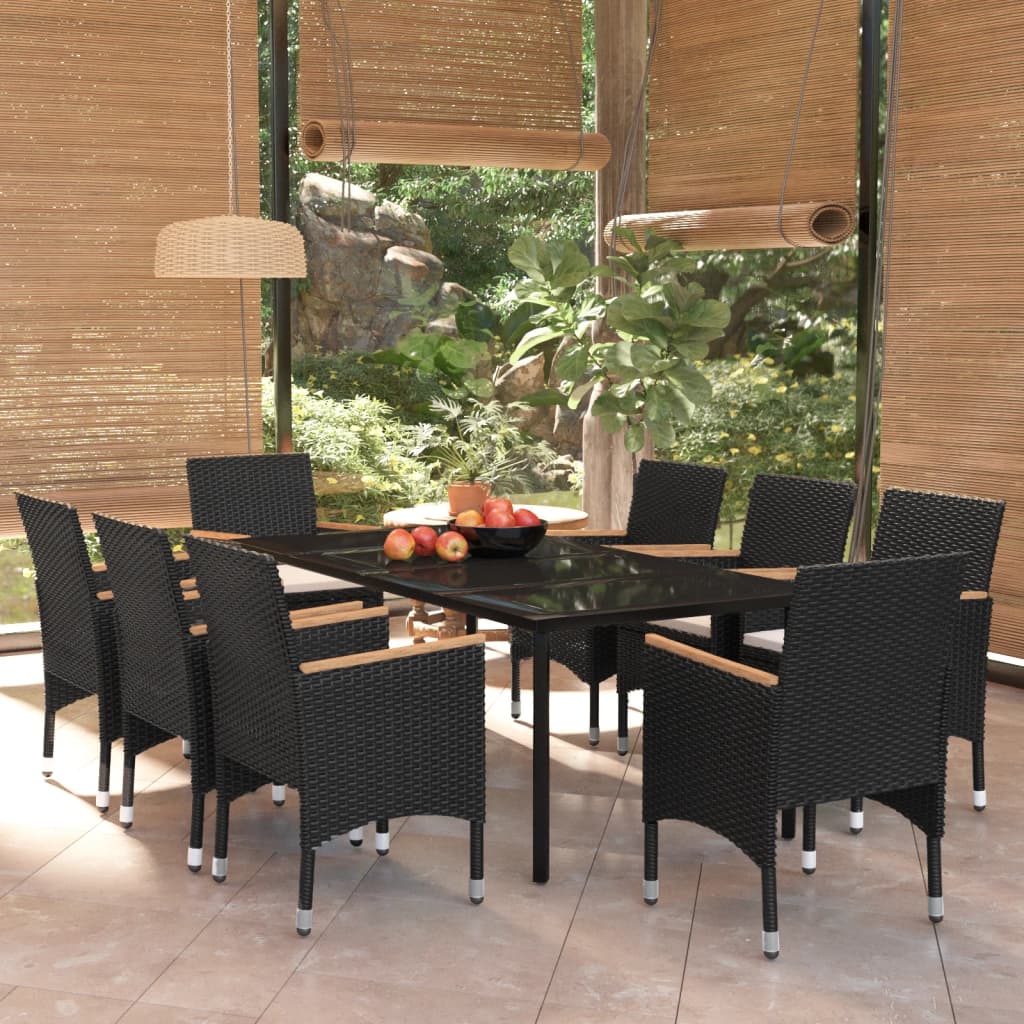 3-tlg. Garten-Essgruppe mit Kissen Schwarz