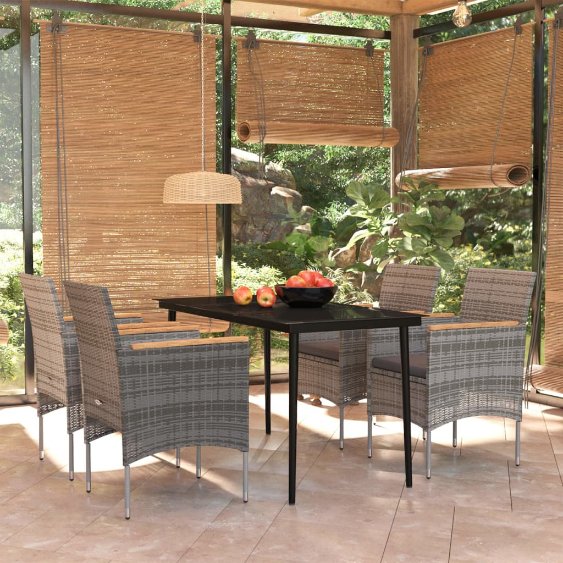 3-tlg. Garten-Essgruppe mit Kissen Schwarz