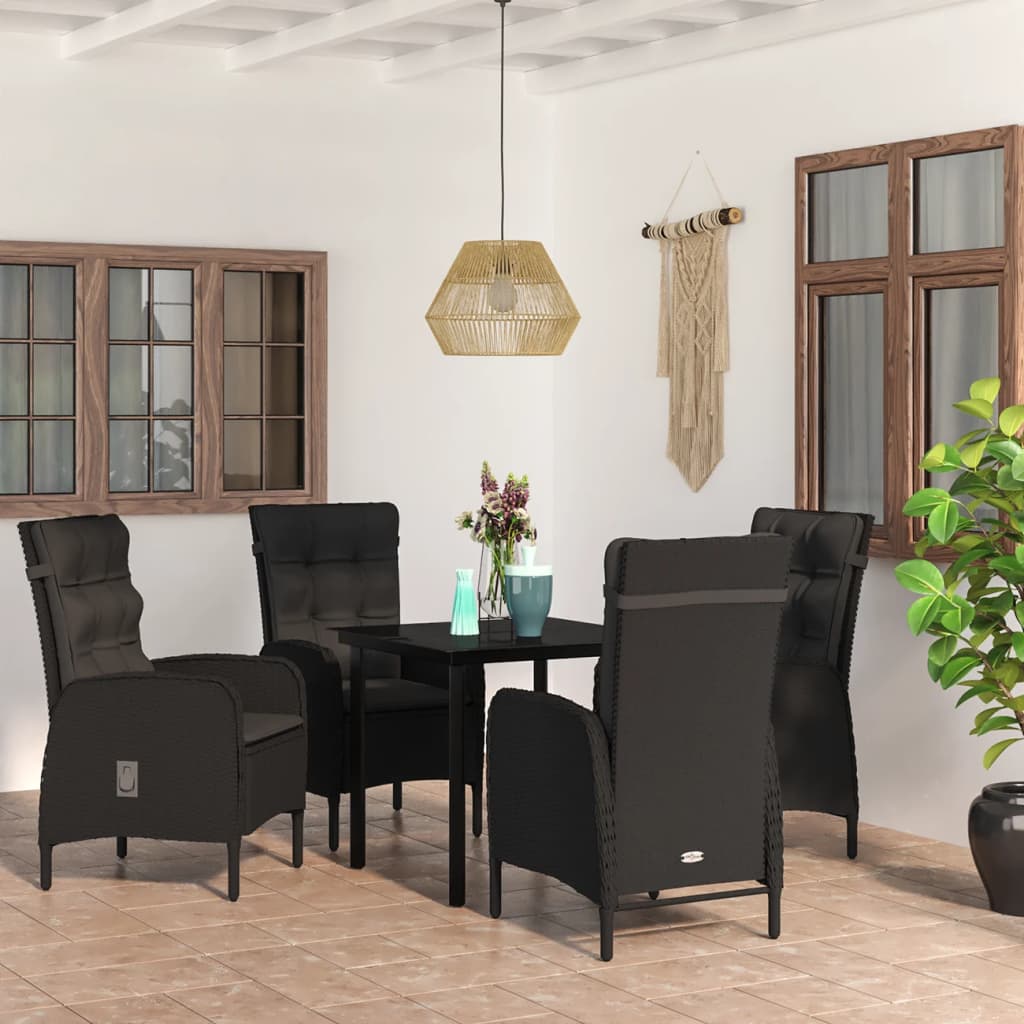 3-tlg. Garten-Essgruppe mit Kissen Schwarz