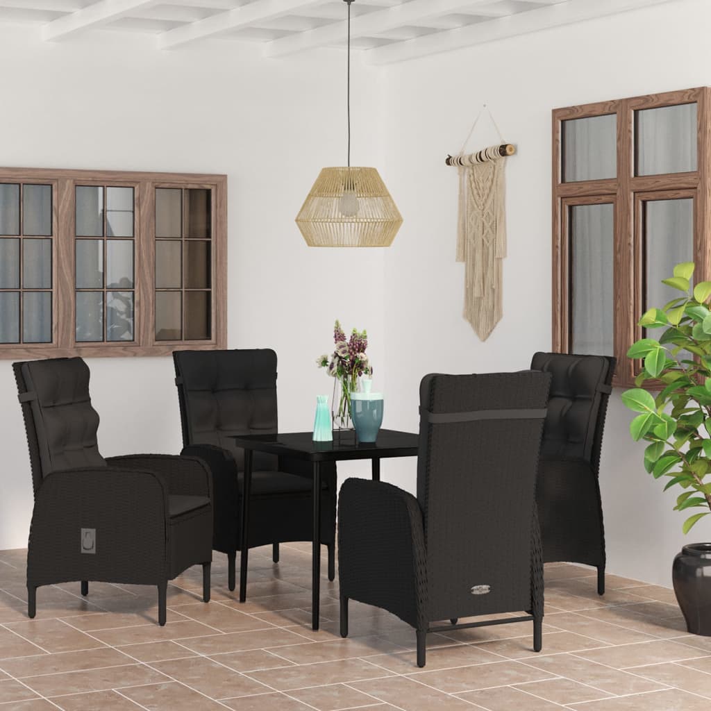 3-tlg. Garten-Essgruppe mit Kissen Schwarz