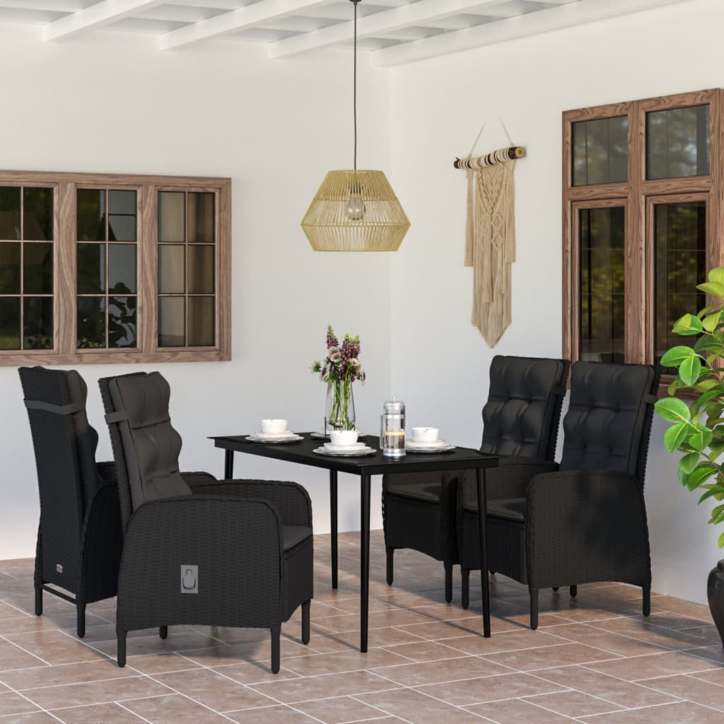 3-tlg. Garten-Essgruppe mit Kissen Schwarz