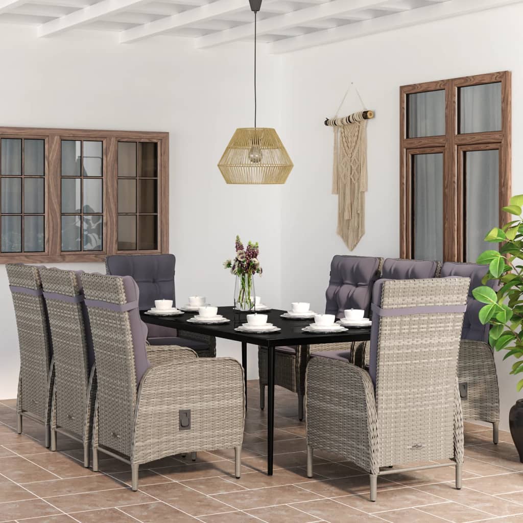 3-tlg. Garten-Essgruppe mit Kissen Schwarz