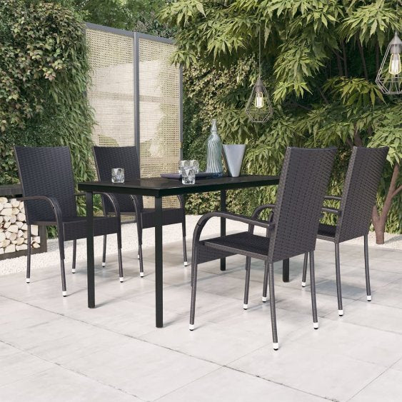 3-tlg. Garten-Essgruppe Schwarz