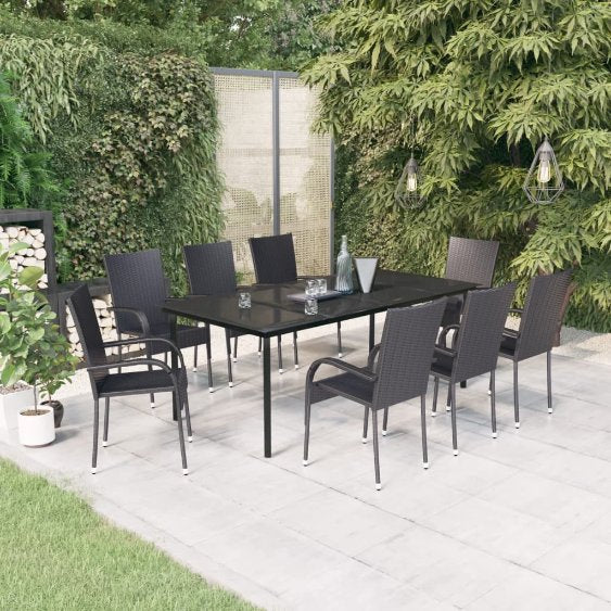 3-tlg. Garten-Essgruppe Schwarz