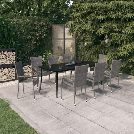 3-tlg. Garten-Essgruppe Schwarz
